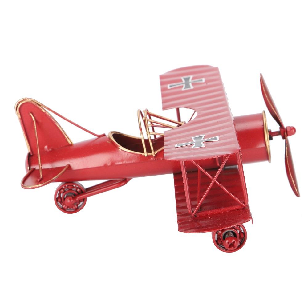 Wrought Iron Metal Biplane Ornament Moving Vintage Aircraft Decor  Home Decoration