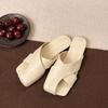 Square Head Flat Bottom Niche Slippers Women's Summer Wear New Design Sense Fashionable One-word Beach Cool Slippers