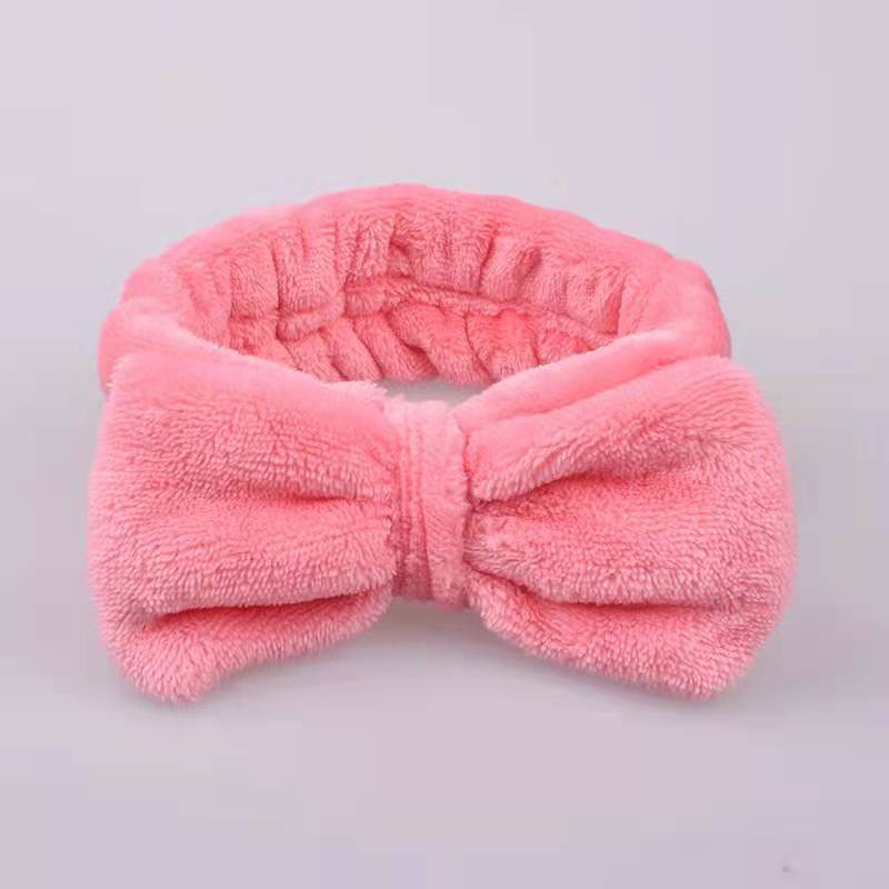 European and American Coral Fleece Bow Headband Ladies Wide-brimmed Wash Solid Color Headband