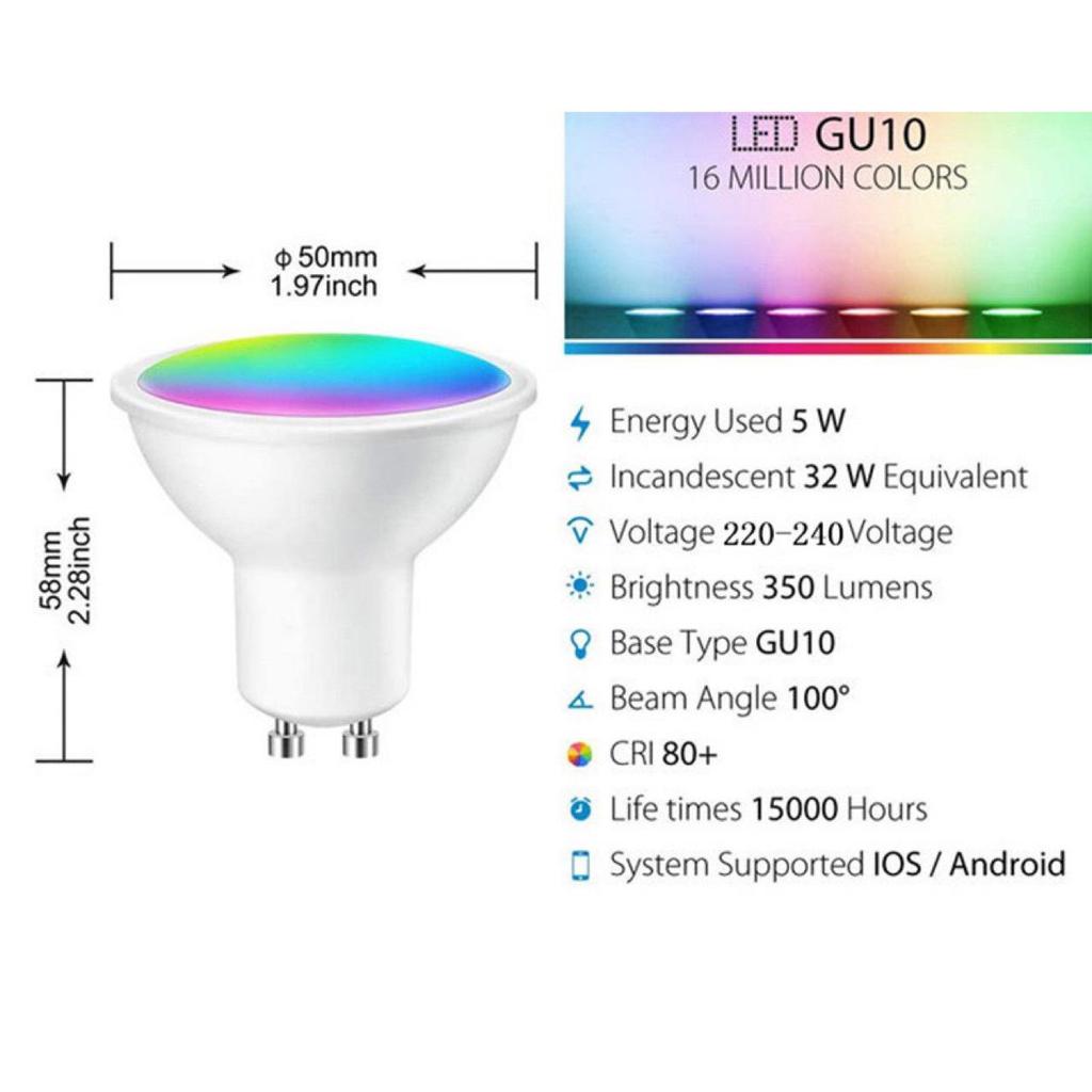 Умный WiFi GU10 Спот Graffiti, Управление голосом и сменой цвета, Совместим с Alexa и Google Assistant