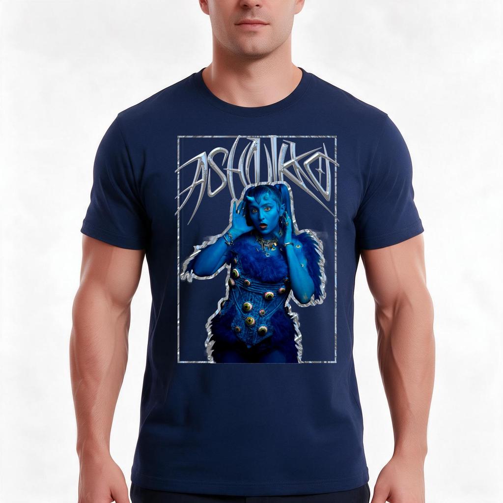 Ashnikko blue devil clear background TShirt Summer Casual Cotton Tee Oversized Streetwear Tops Vintage Graphic Print