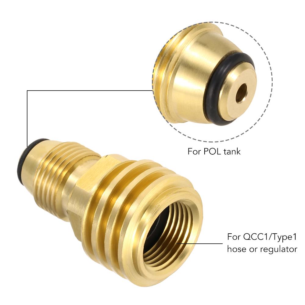 Propane Tank Adapter Solid Brass Regulator Valve Safety POL Tank Convert to QCC1 Type1