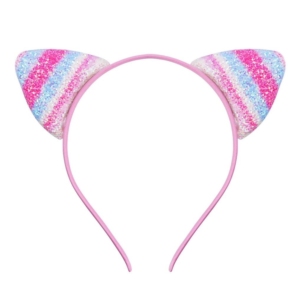 Glitter Cute Cat Ears Headband Kitty Headband Women Girls Kids Sparkly Hair Metal Hoop Shiny Hair Bands Hair Accessories