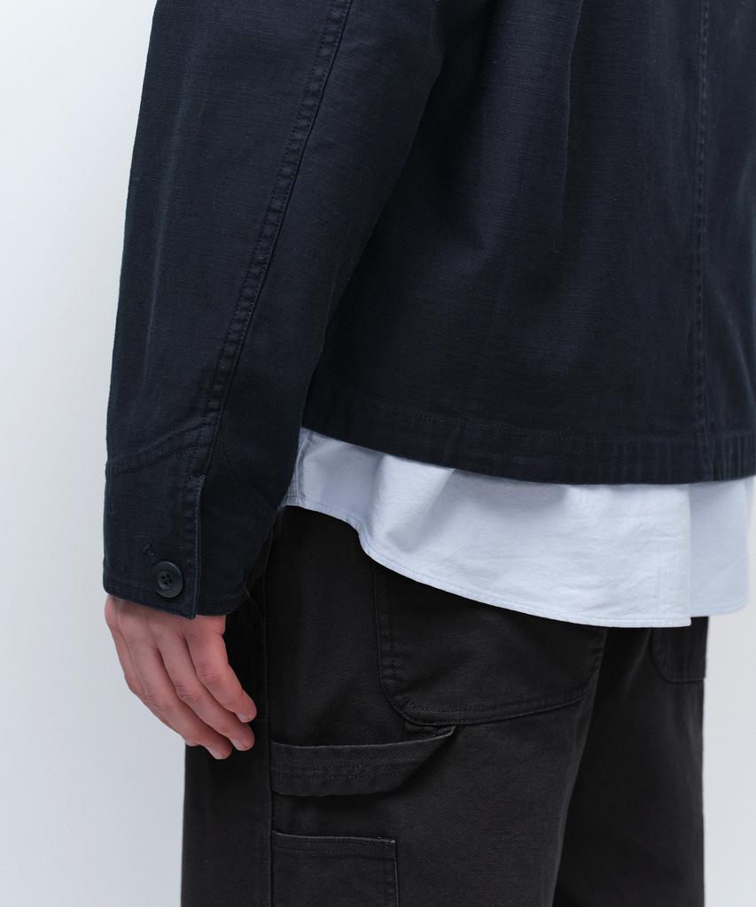 Musinsa Standard Back Satin Short Chore Jacket [Navy]
