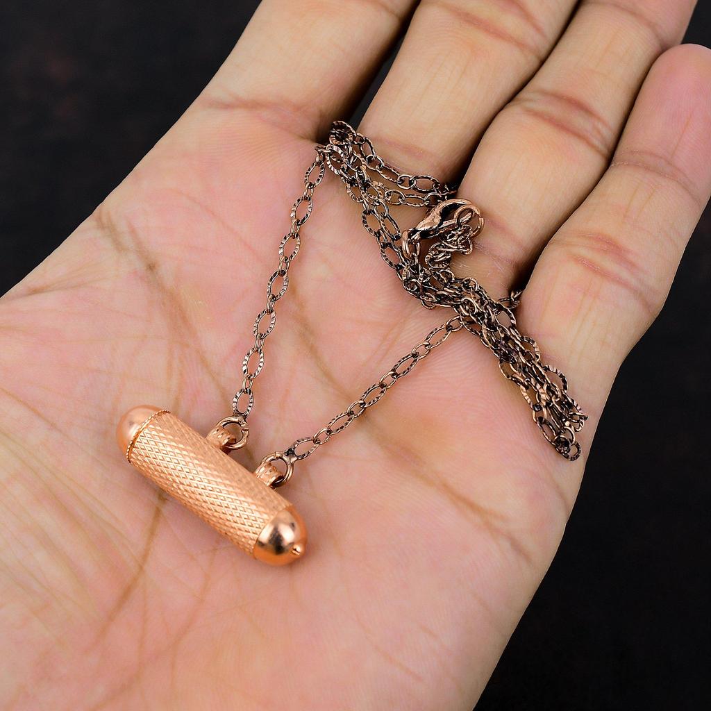 Медный кулон Тавиз Ручная работа Открывающийся Тавиз с цепочкой Кулон Молитвенная коробочка Медные украшения Лучший дизайн Кулон Подарки для нее