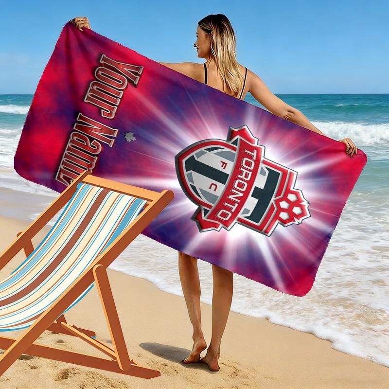 Name Custom Toronto FC Print Beach Towel, Large Soft Quick Dry Towel for Beach Camping Swimming