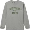 Levis Loose Fit Letter Print Crew Neck Long Sleeve T-Shirt Men Tops Gray 16139-0227