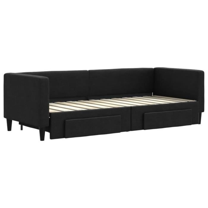 VidaXL Daybed with Trundle and Drawers Black 80x200 Cm Fabric 3196611