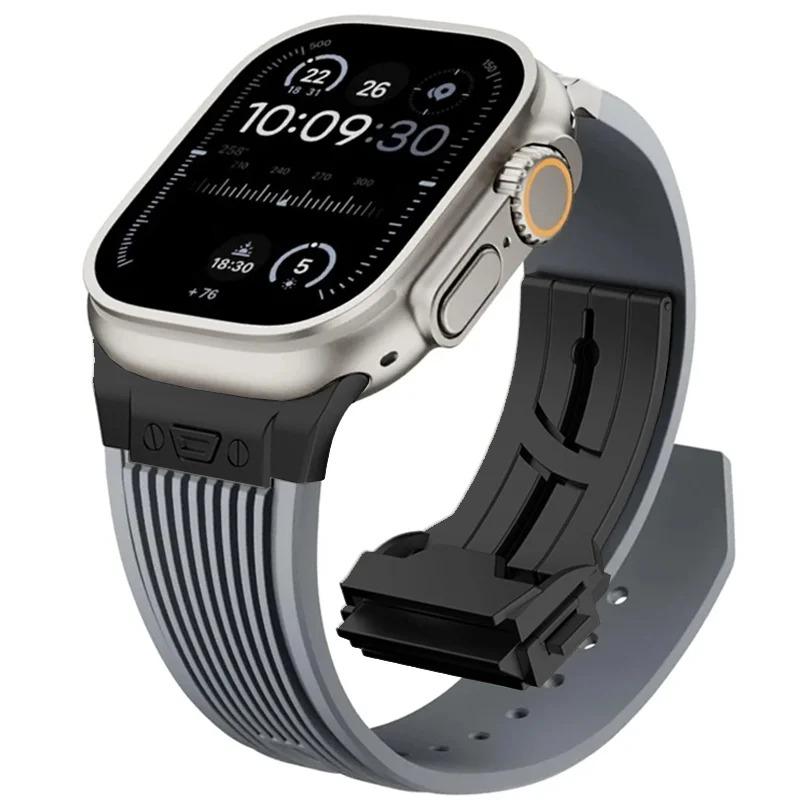 Спортивный ремешок из резины для Apple Watch Ultra 3 2 49 мм Series 11 10 46 мм Мягкий ремешок для Iwatch 9 8 7 6 5 4 SE 3 44 мм 45 мм Браслет