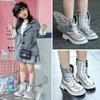 Kids Fashion Chunky Sole Ankle Boots Girls Fall 2026 Metal Accents Wing Detail PU Insole Side Zipper