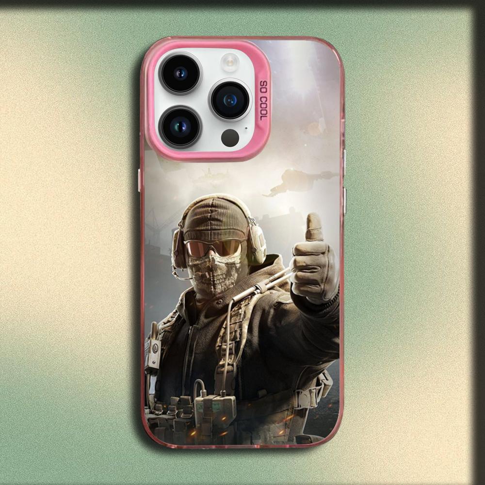 COD Call Of Duty G-Ghosts Чехол для телефона iPhone 16,15,14,13,12,11,Mini,Pro,MAX Розовый Матовый Силиконовый Чехол