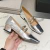 New Women Mary Jane Shoes Ladies Shallow Square Toe Thick High Heel Women's Elegant Ballerinas Shoes High Heel Pumps