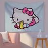 Sanrio Hello Kitty pink floral tapestry modern wall decoration for living room and bedroom a gift for Kitty fans