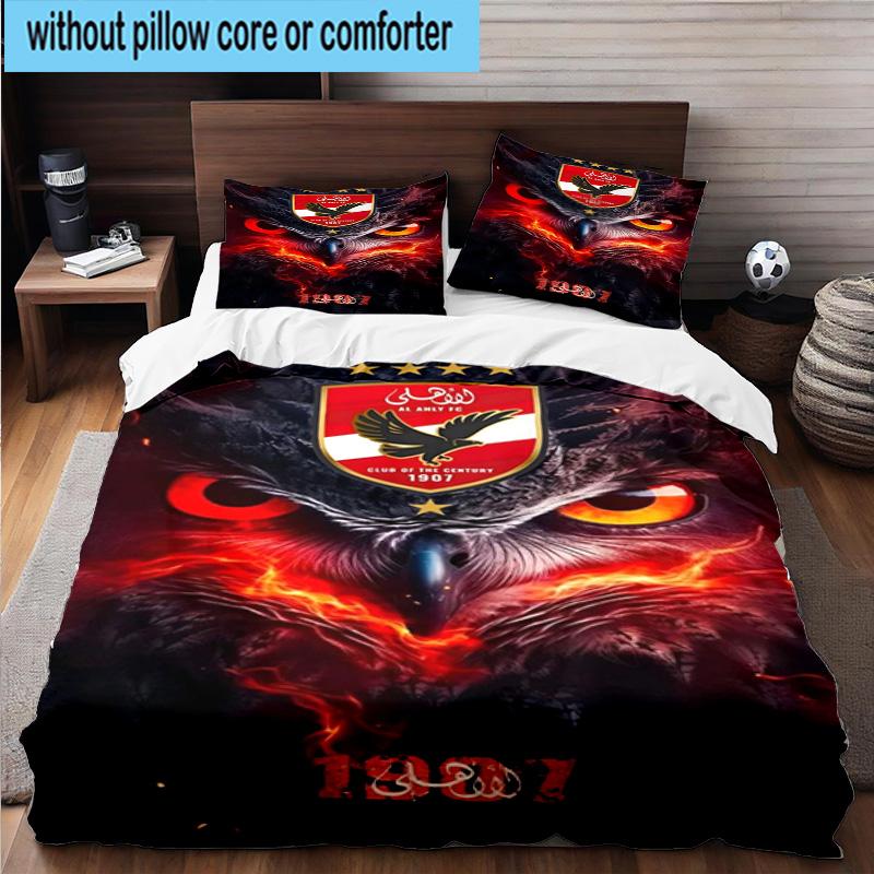 3pcs Al Ahly FC Printed Bedding Set Duvet Cover Closure Includes 1 Duvet Cover & 2 Pillowcases Bedding Sets Home Decor Gifts