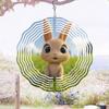 Cute Rabbit 3D Wind Spinner for Garden Outdoor Decor Durable Metal Windmill with Rotating Cartoon Bunny Design Vibrant Yard Patio Wind Chime