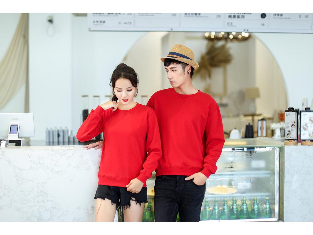 Осенний однотонный свитшот с круглым вырезом на заказ для пар и групп