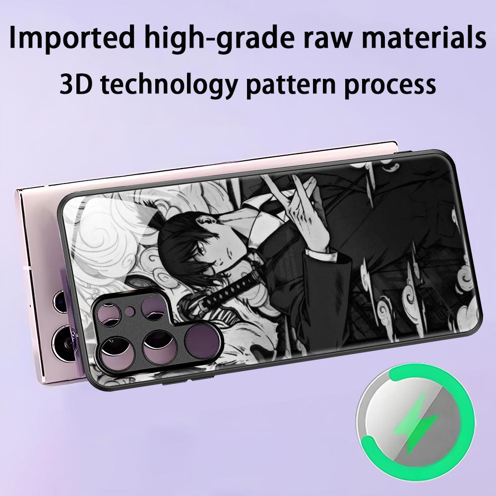 Чехол для телефона Chainsaw Man Аки Хаякава Для Samsung S25 S24 S23 S22 S21 S20 Plus Ultra Note20 Стеклянный Магнитный Чехол