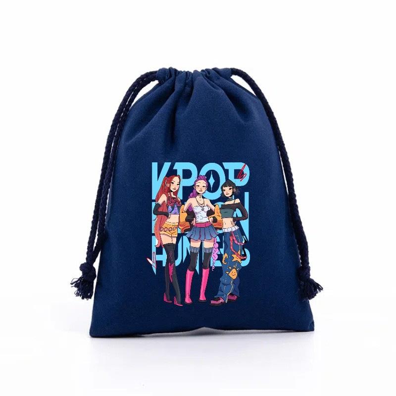 K-pop Охотники на демонов Сумка на шнурке для хранения Музыкальный мультяшный дизайн Вечеринка Печенье Конфеты Упаковка Детские подарочные пакеты Принт Хлопок Кошелек для ключей