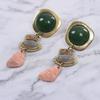Bohemian Vintage Gem Earrings, Irregular Ethnic Exaggerated Metal Stud Earrings For Women