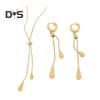 Water Drop Jewelry Adjustable Y Shape Slider Chain Necklace Golden Hoop Earrings for Weddings Parties