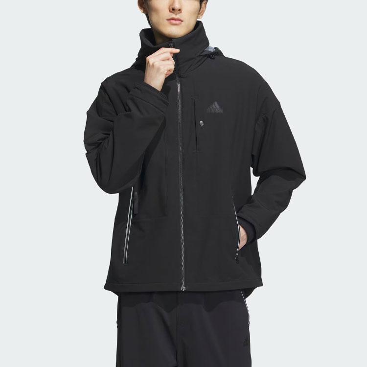 adidas Куртка Fustl 2 Logo Sports Casual Loose Hooded Jacket Men Jackets Black IZ1496