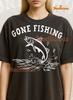 Gone Fishing Shirt, Gone Fishing 90s Vintage Retro Bootleg Shirt, Lake Life Graphic Tee, Fisherman Dad Gift