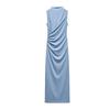 Spring New Women's Clothing Fashion Style Silm Ruched Decorative Stand Collar Sleeveless Midi Skirt Dress 4772305