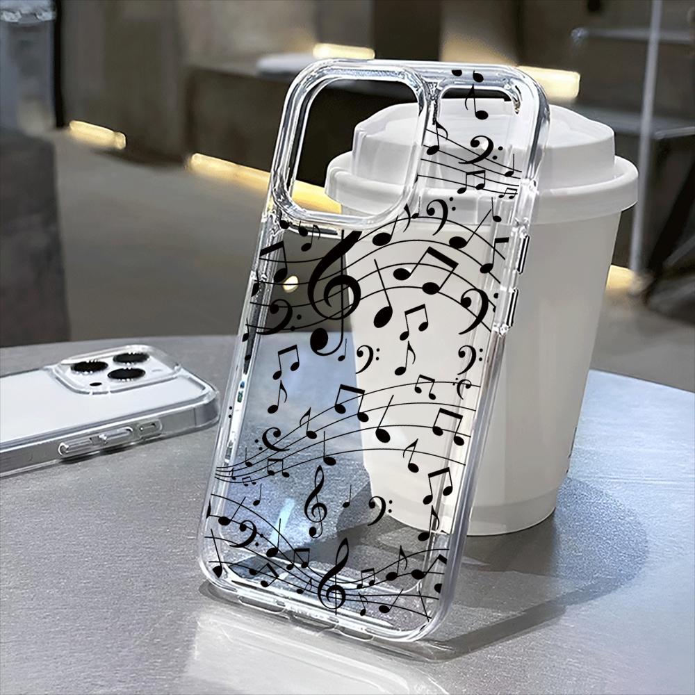 Прозрачный чехол для телефона с нотами для iPhone 16 13 15 11 Pro 12 14 17 Pro Max 17 Air 15 Plus Ударопрочный чехол Силиконовый Мягкий Fundas