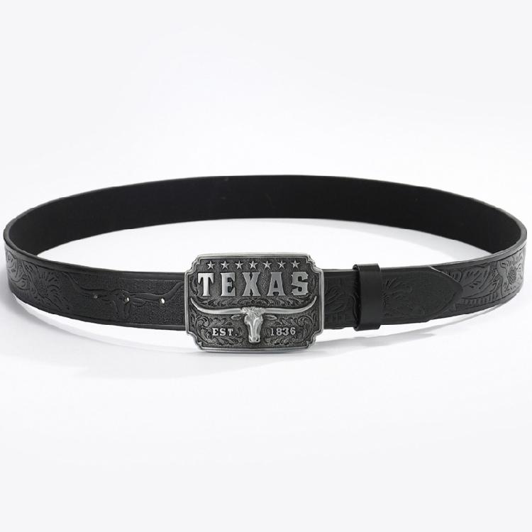 Мужской ремень в западном стиле Ковбойский пояс с серебряной деталью в виде головы быка для законодателей мод и ценителей стиля