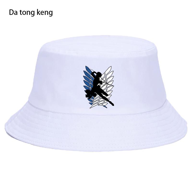 Летняя шляпа японского аниме «Атака Титанов», женская панама-ведро унисекс, дизайнерский плоский козырек, шляпа рыбака в стиле аниме 90-х годов