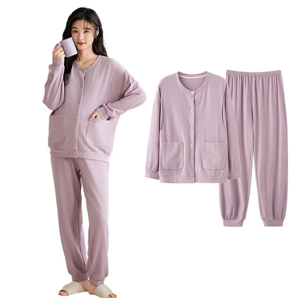 Shop Maternity with Nursing for Prenatal and Long Open Purple [select Tomorrow] Pajamas, Warm, Nursing, Spout, Postnatal, Sleeves, Front, Autumn,