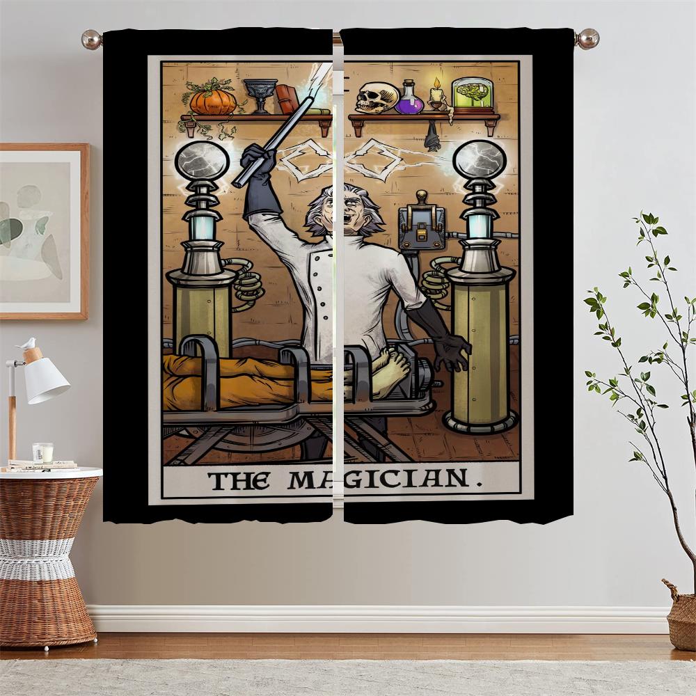 Terror Tarot Modern Living Room Curtains for Camera Tulle in Kitchen Curtains 2 Pieces Window Home and Decoration Curtain Rods