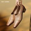Fashion 2025 New Spring/Autumn Women Pumps Genuine Leather Shoes for Women Square Toe Chunky Heel Women Shoes Elegant  Mid Heel Shoes
