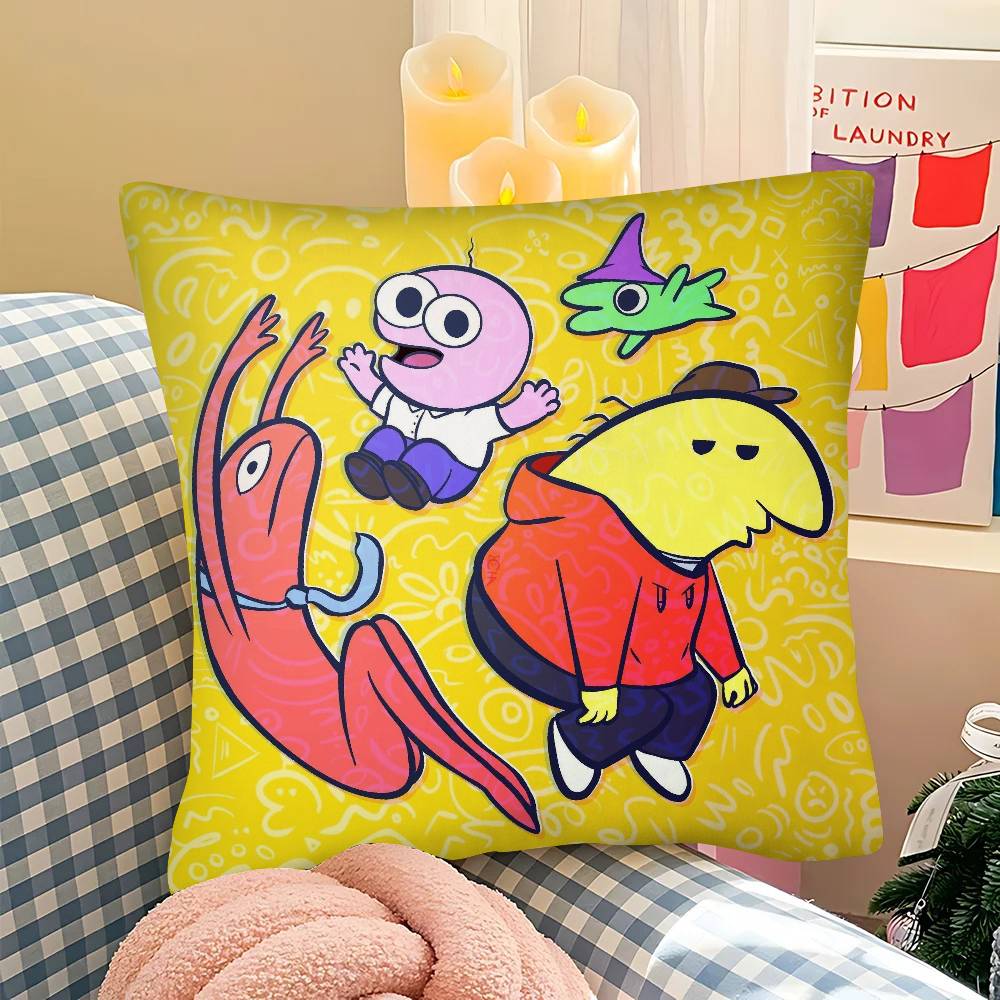 pc Anime SSmiling Friends Pillow Case Fashion Square Pillowcase Bedroom Sofa Room Ins Decoration Leisure