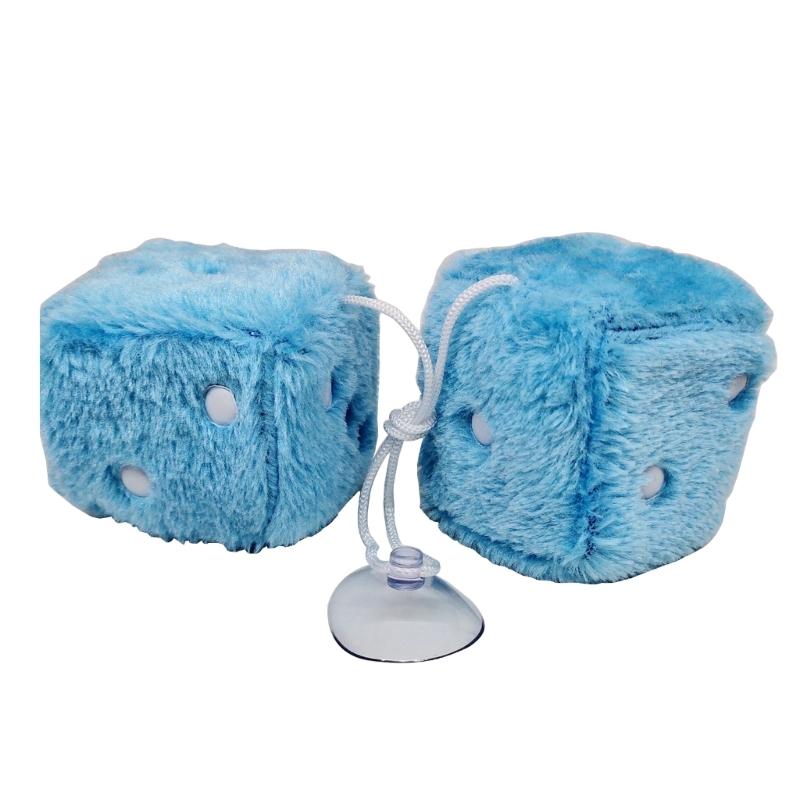 Hanging Dice 3-inch Retro Square Mirror Hanging Couple Fuzzy Plush Dice with Dots For Car Interior Ornament Decorations