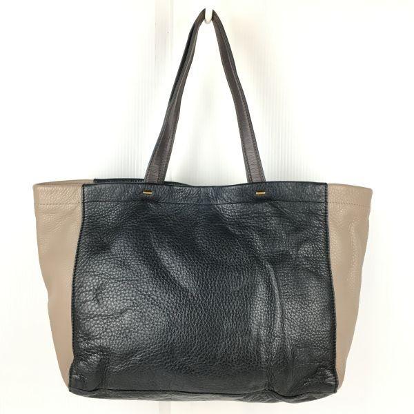 MARC BY MARC JACOBS Кожаная сумка-тоут Черный Серо-бежевый Двухцветный На плечо(ИСПОЛЬЗОВАЛ)