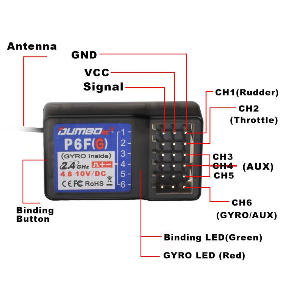 Приемник радиоуправления DUMBORC X6F/X6FG/X6DC/X6DCG 2,4G 6-канальный для передатчика X4 X5 X6 X6P
