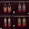 Богемные ретро-серьги с бахромой красного цвета, длинные серьги в этническом стиле Юньнань, модные женские серьги