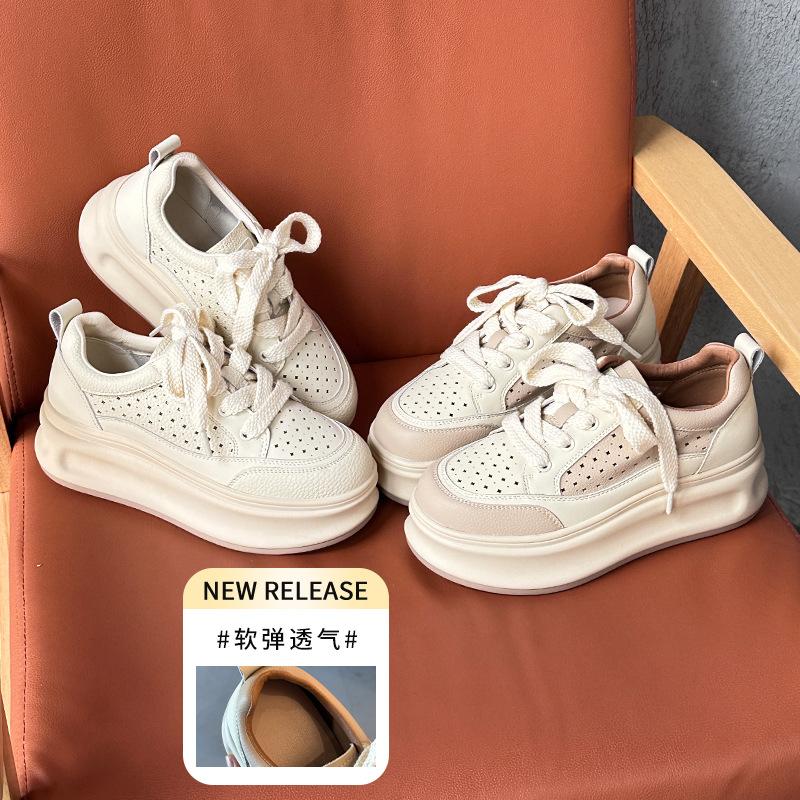 Platform white shoes women's spring and summer new versatile comfortable height increase casual sports board shoes small bread shoes
