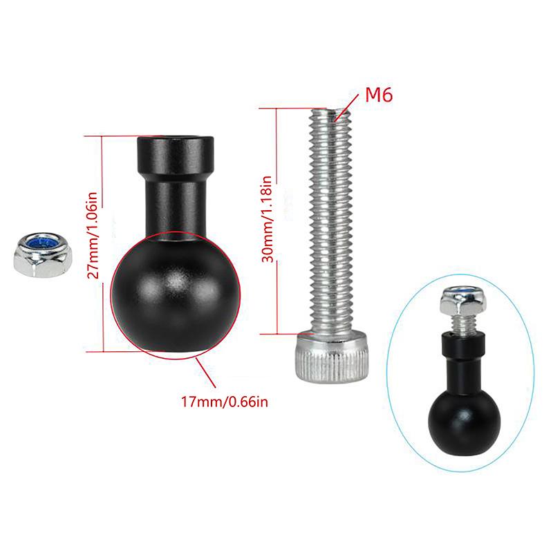 17Mm Ball Head To M6 Screw Bracket Connector Motorcycle Sport Camera Mount Connector Motorcycle For Camera