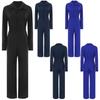 Womens Fashion Jumpsuit Button Front Design Casual Solid Color Turn Down Collar Long Sleeve Coverall