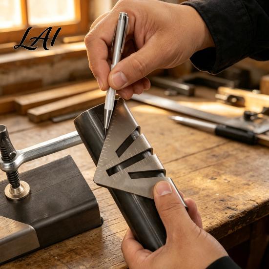 Extended Bevel Flange Square 22.5°-90° Miter Ruler Professional Heavy Duty Metal Square Protractor High Precision Industrial for Welding Triangle