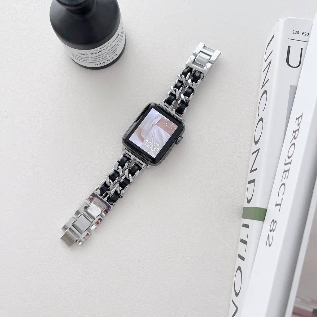 Металлический кожаный ремешок для Apple Watch 49 мм 45 мм 41 мм 44 мм 40 мм 42 мм 36 мм Женский ремешок для часов iWatch Series 10 9 8 7 6 5 4 SE