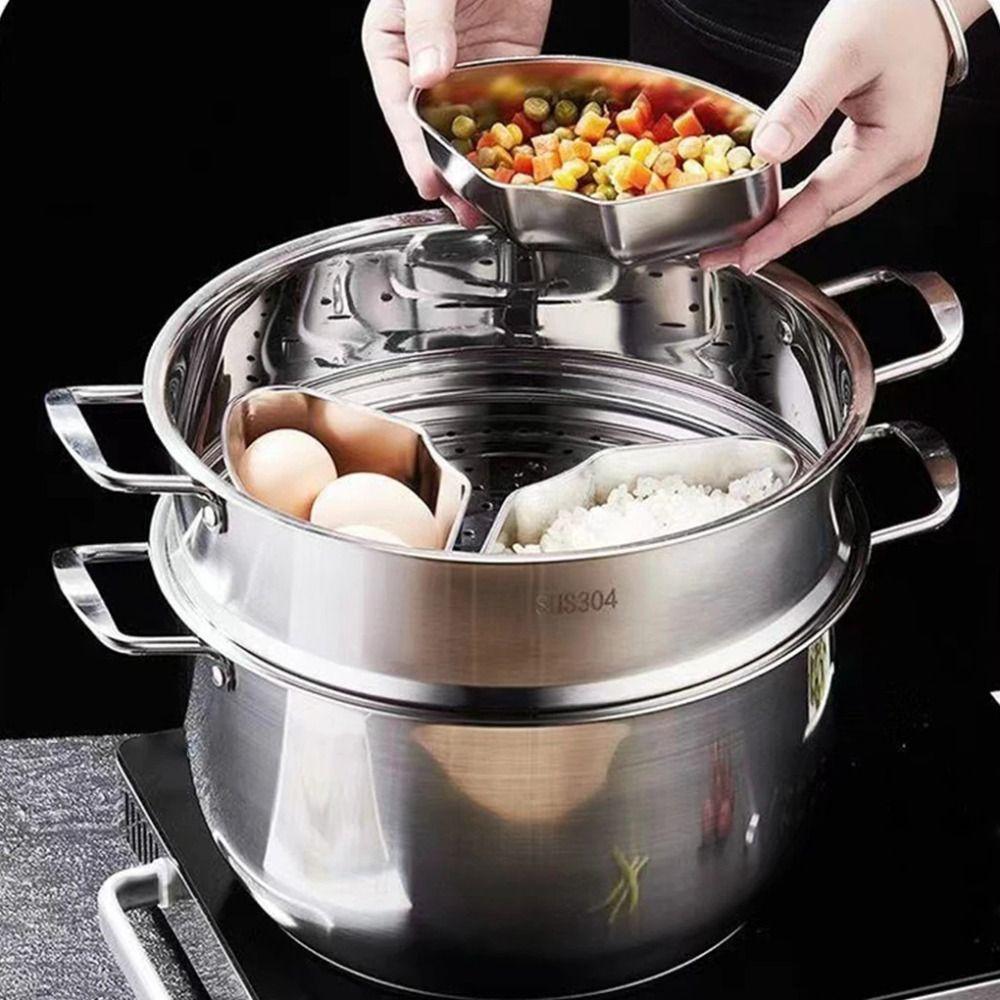 Разделенный поддон для варки на пару Пароварка из нержавеющей стали Практичные кухонные аксессуары Бытовые