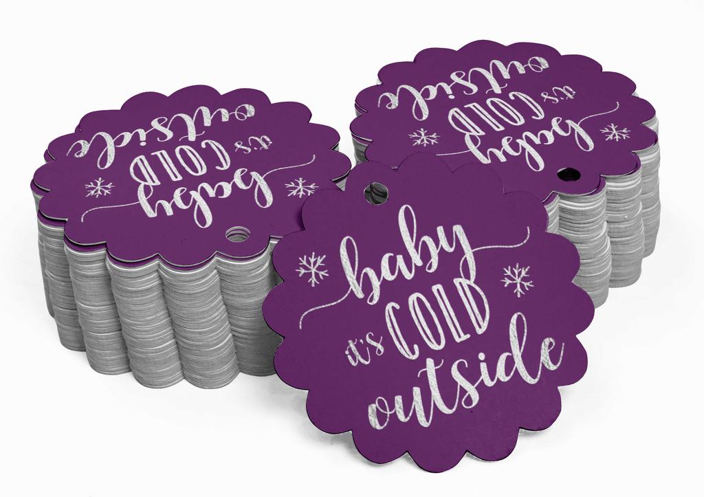 Inkdotpot Gold Foil Paper Hang Tags Baby It's Cold Outside Baby Shower Favor Tags 100
