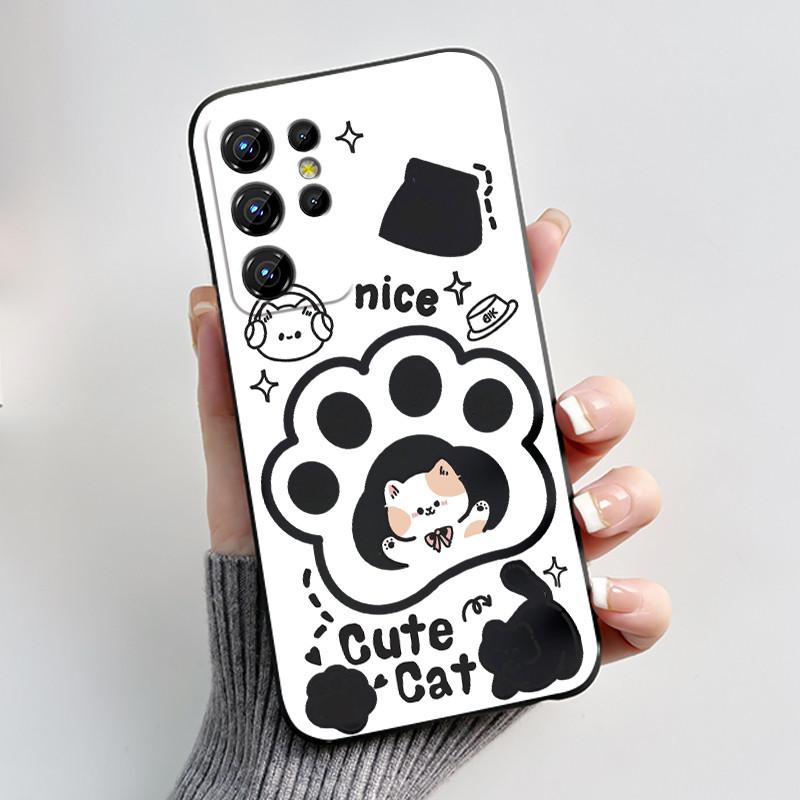 Чехол для Oukitel C1/C1 Pro Чехол Эстетичный Модный Милый Кот Мультяшный Черный Мягкий Силикон Задняя Крышка Ударопрочный ТПУ Чехол для Телефона