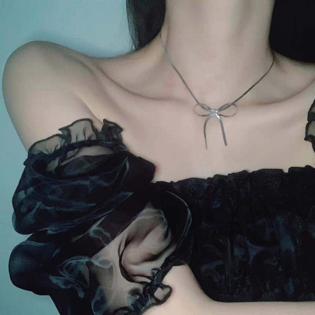 Стильное милое ожерелье-змейка из титановой стали с бантом-бабочкой, идеально подходящее для женской моды