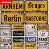Vintage Berlin Arnhem City 15x30CM Plate Metal Sign Vintage Plaque Tin Sign Man Cave Decoration Bar Sign Club Poster