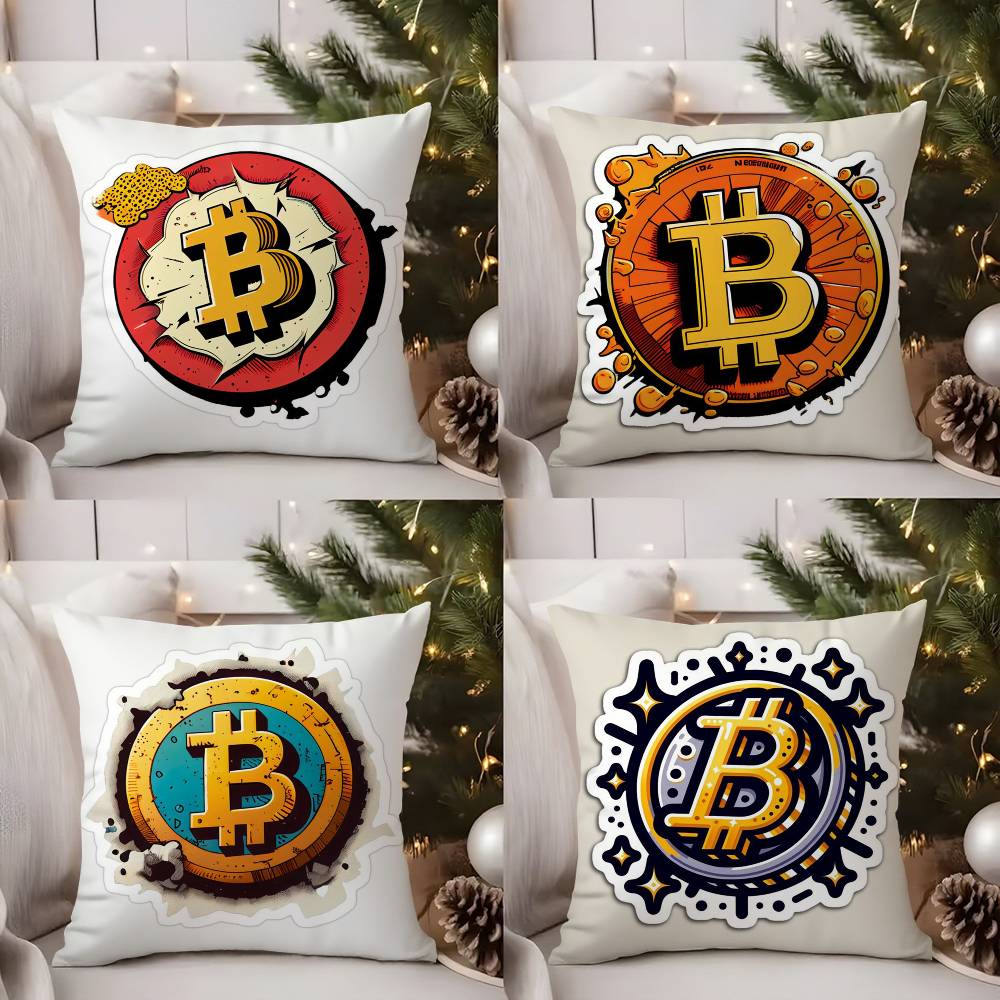Криптовалюта Биткоин Btc Наволочка Диван Гостиная Спальня Двусторонняя печать Квадратная подушка Подушка для сна Наволочка