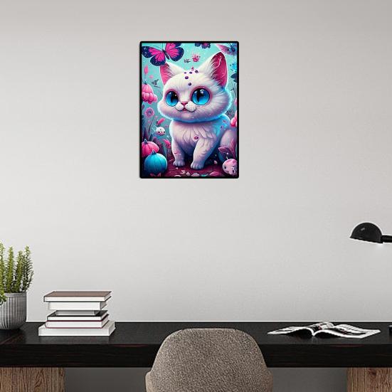 Set Rhinestone Painting Craft Kit Bright Color Cartoon Cat Pattern Picture Art Set